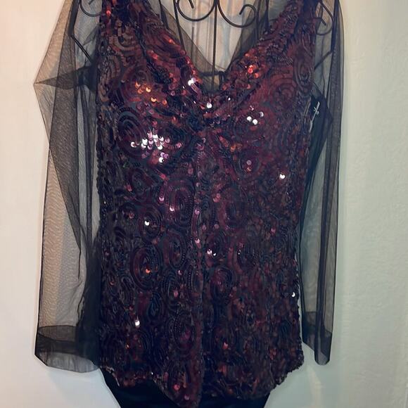 Dries Van Noten Carti black net mesh purple sequins layered top - Picture 3 of 12
